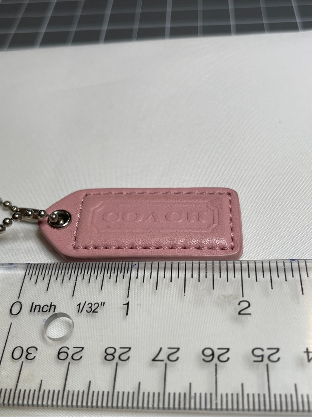 Coach Pink Leather Hang Tag with Ball Chain